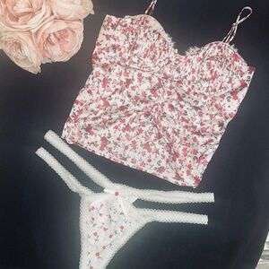 For Love & Lemons Melrose Bustier Bra/Cora Thong -LARGE NWT